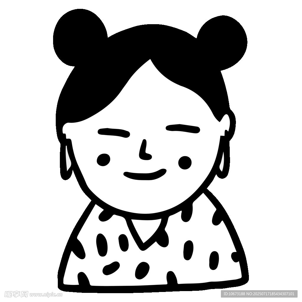 扎双髻的可爱卡通女孩