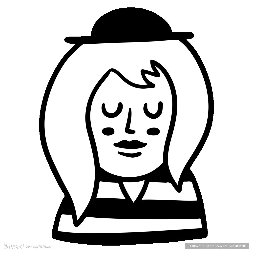 戴帽长发女性卡通形象