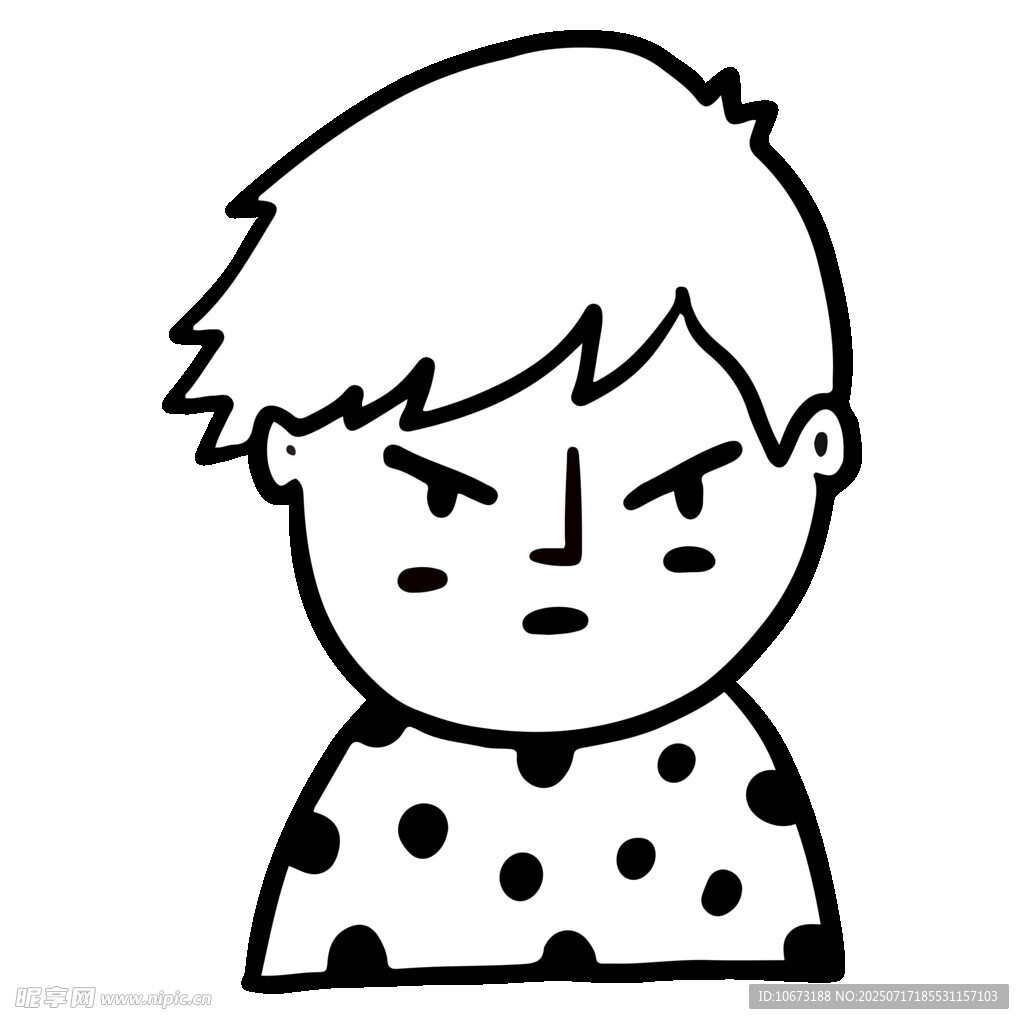 生气的波点上衣卡通小孩