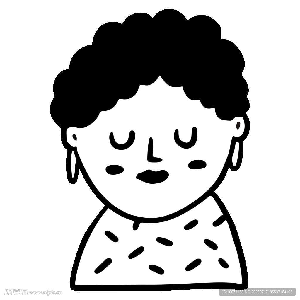 卷发闭眼女士头像