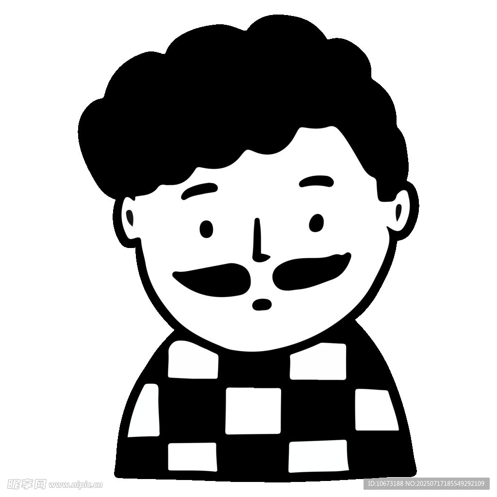 戴小胡子的格子衫男子