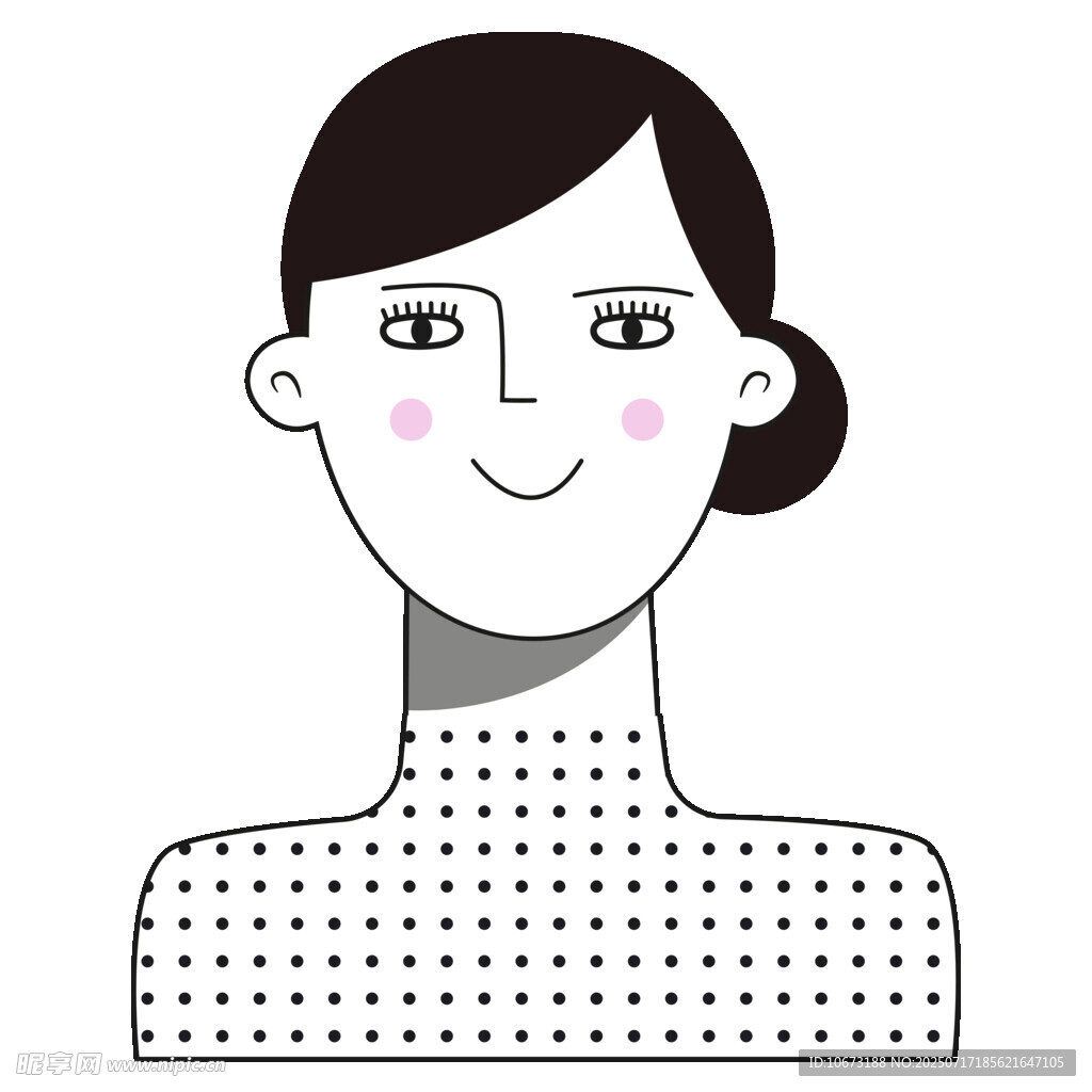 微笑女性半身简约插画