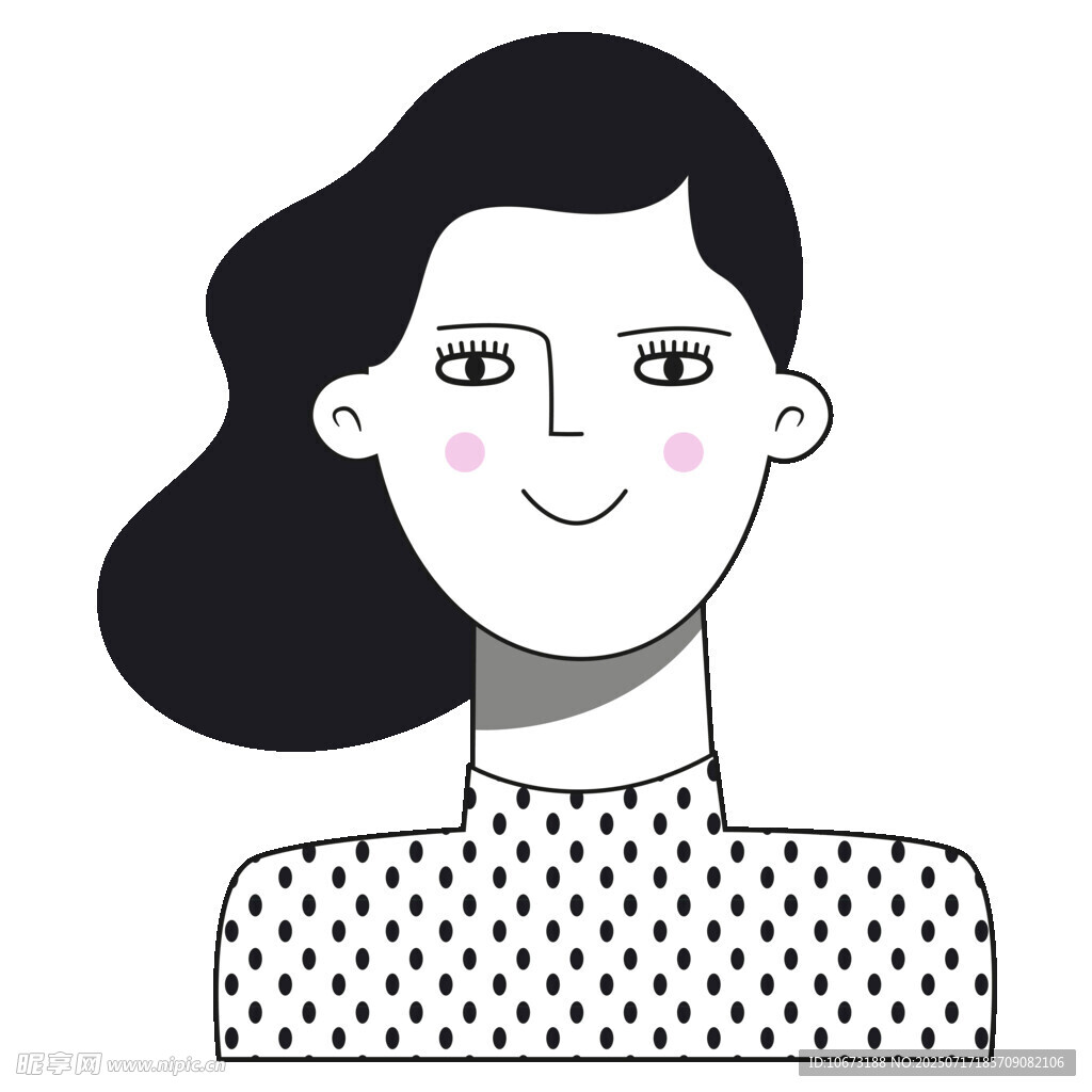 微笑波点上衣女性头像