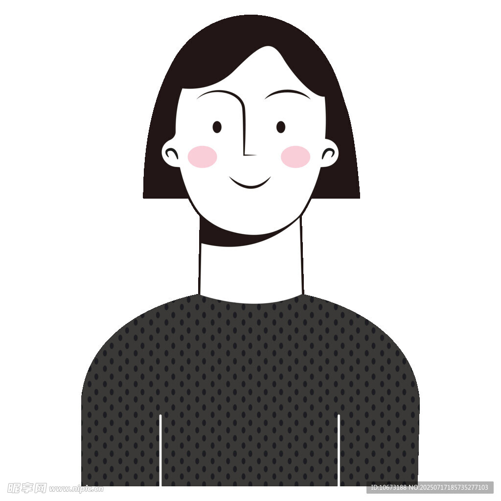 微笑女性简约插画形象