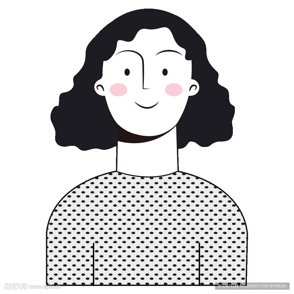 微笑短发女士简约插画
