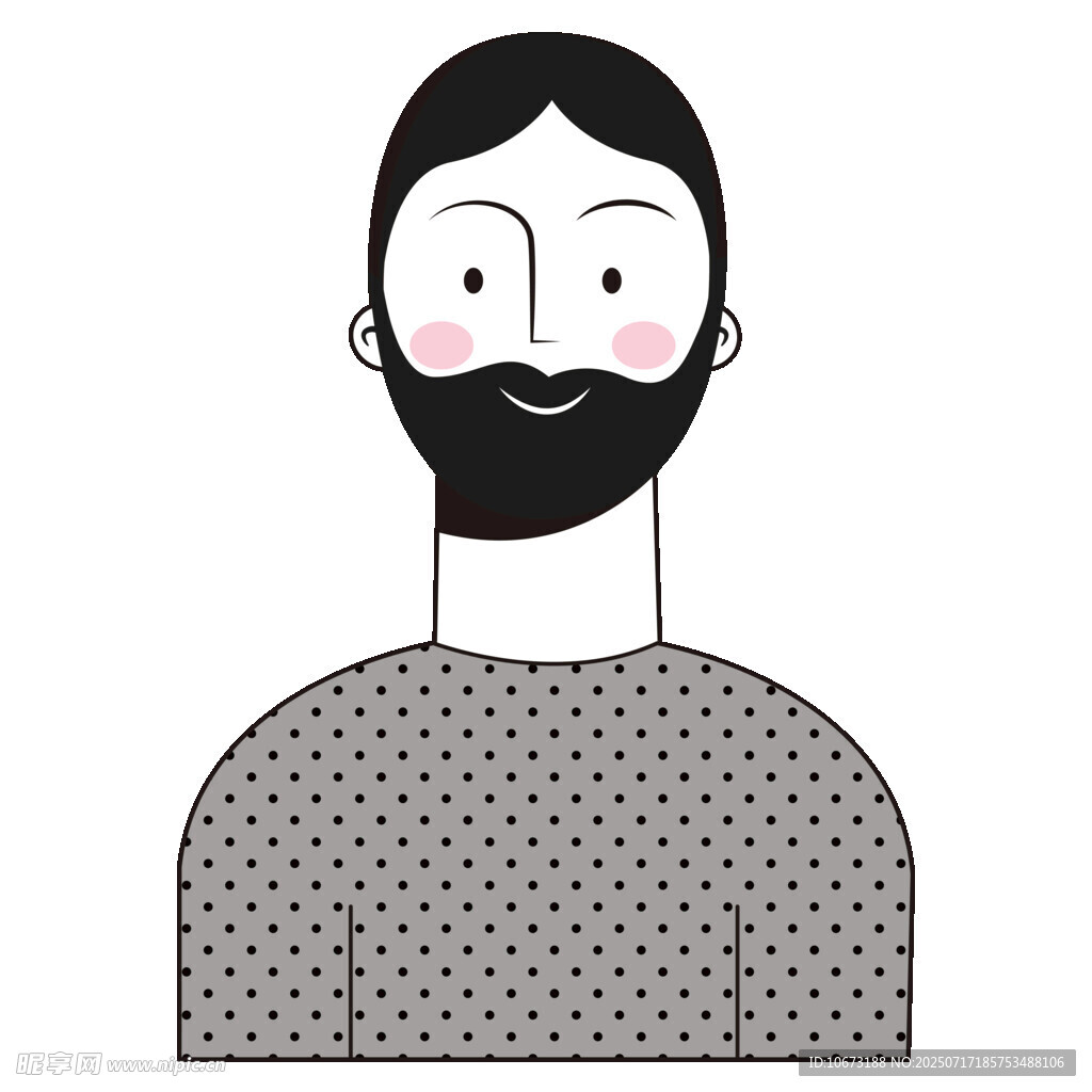 留胡须男士头像插画
