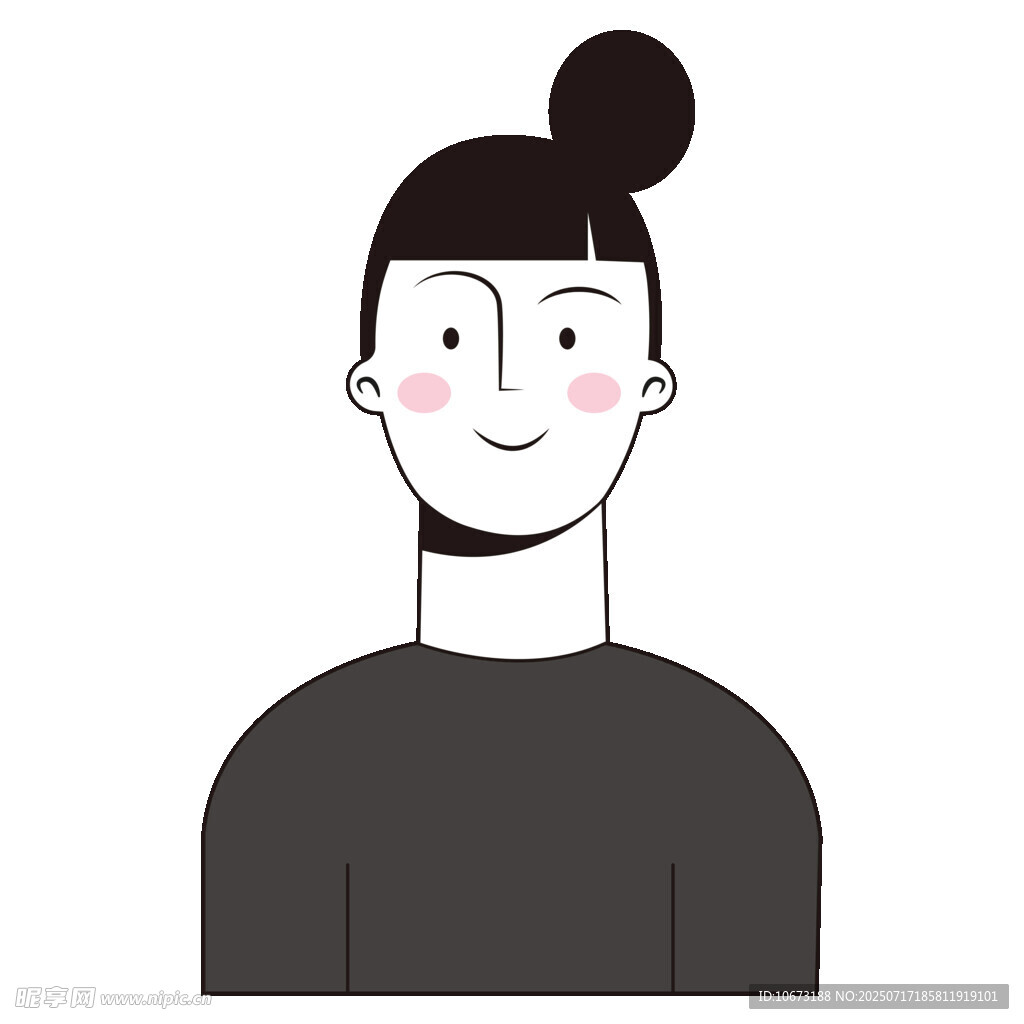 扎丸子头的简约风人物形象