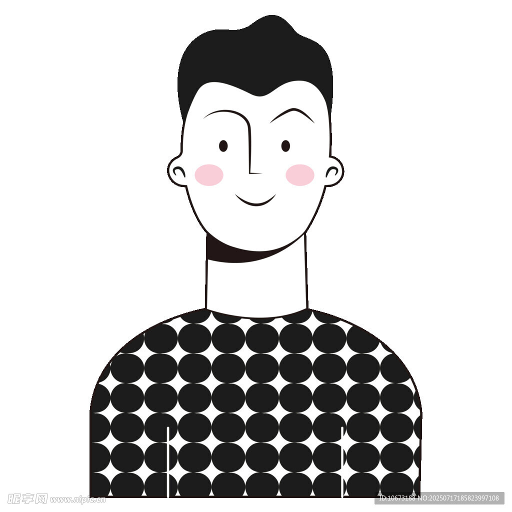 穿着波点上衣的微笑男子