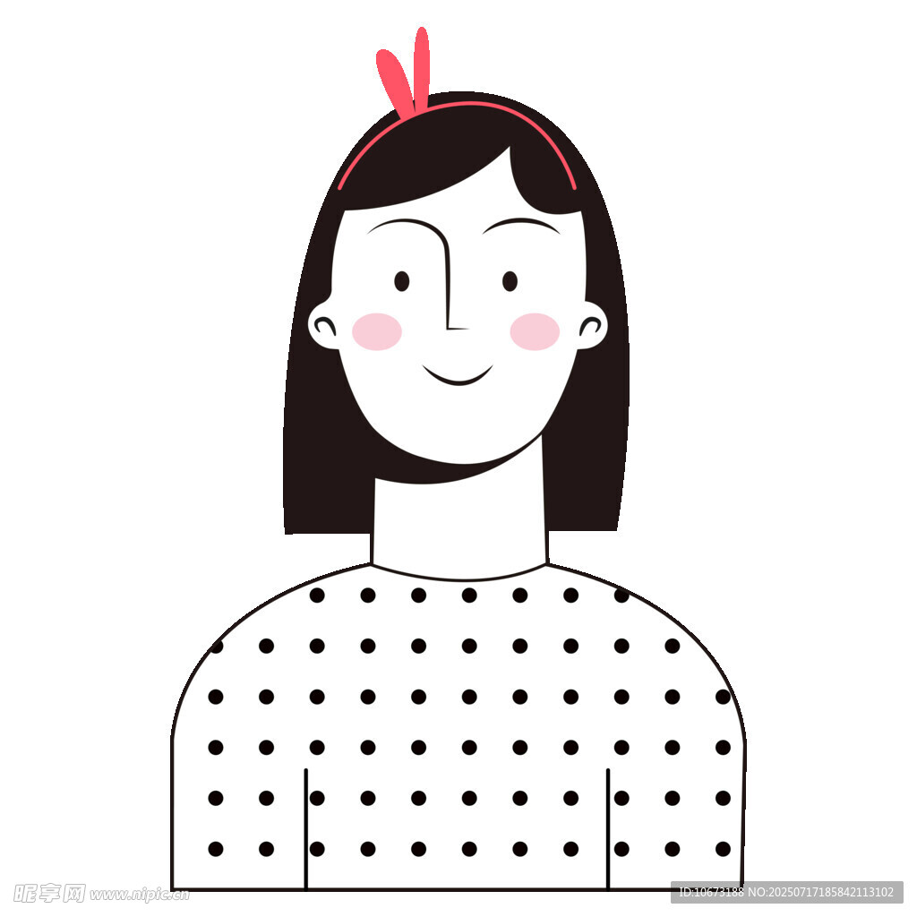 微笑波点女孩头像