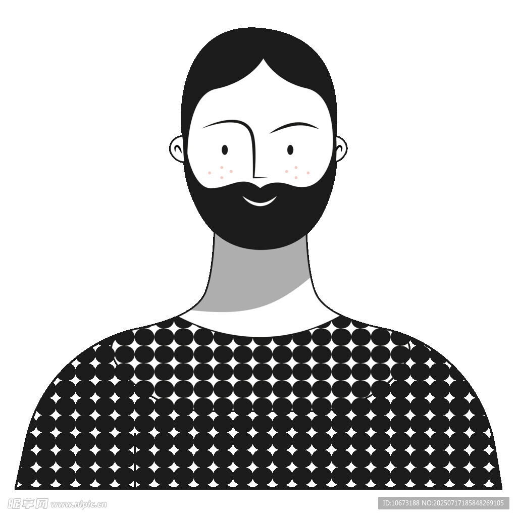 留胡须男士头像插画