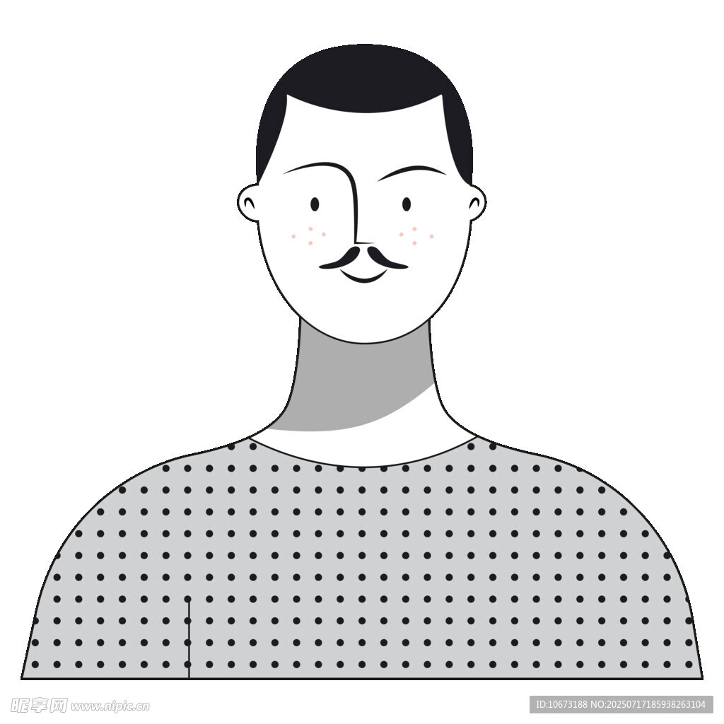 留小胡子穿波点衣的男子