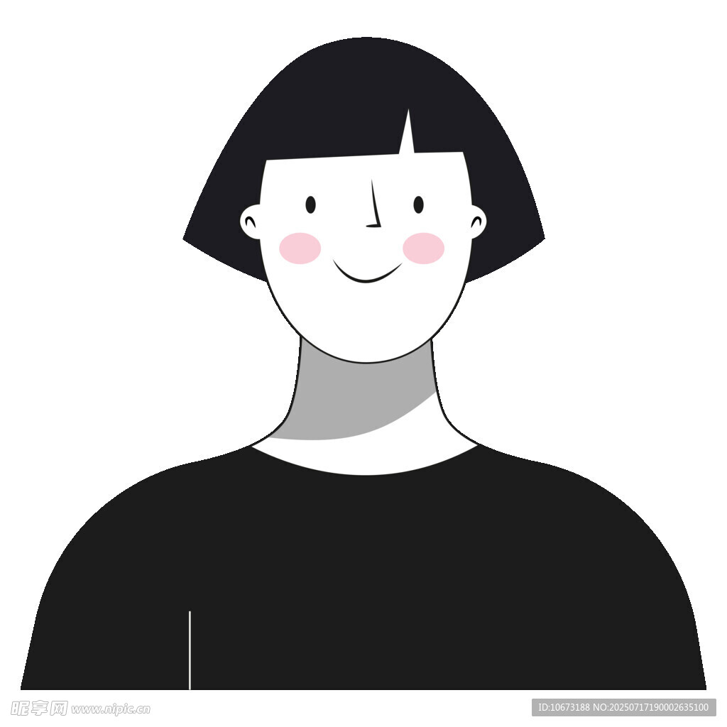 短发女孩头像插画
