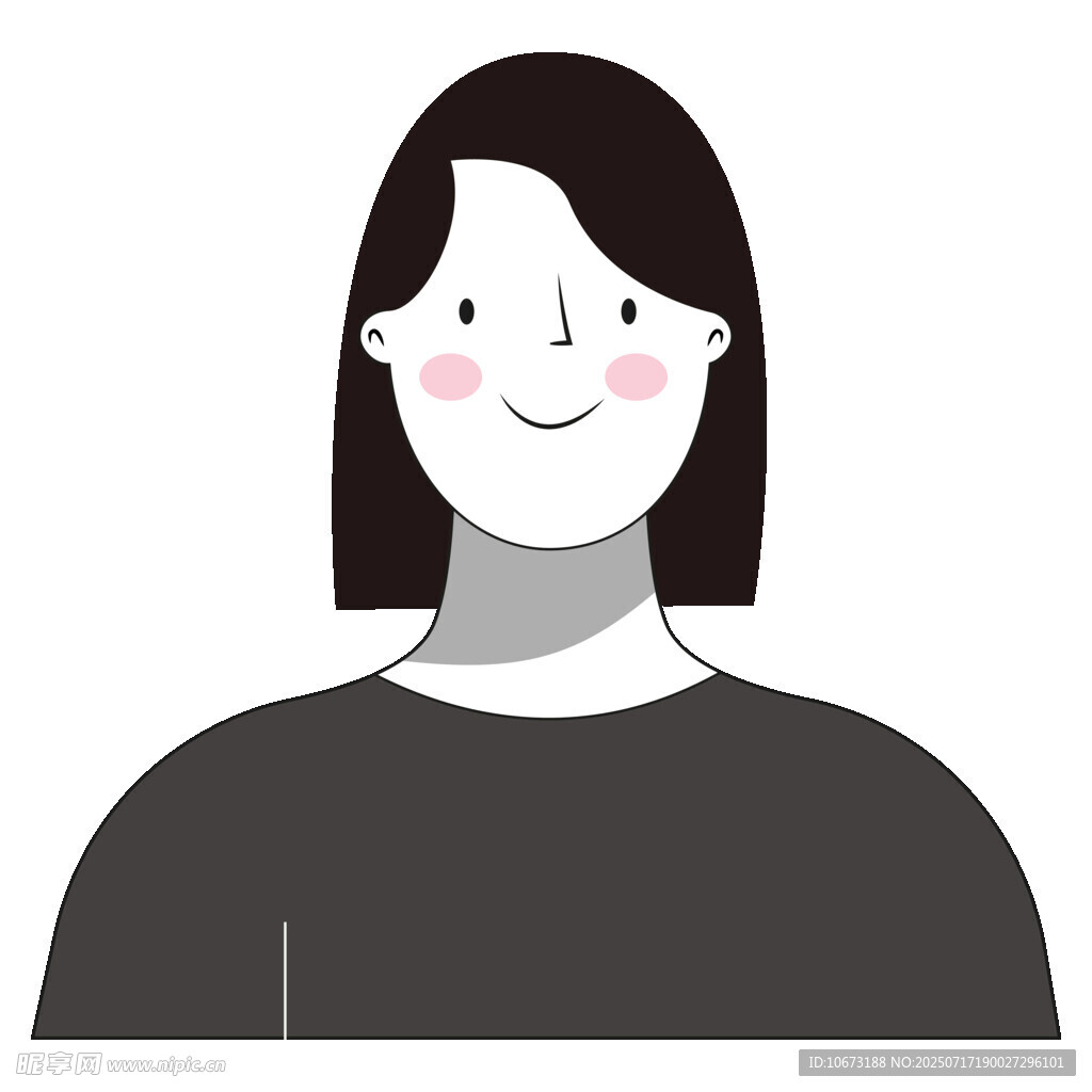 微笑女性头像插画