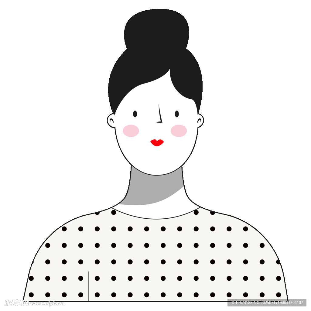 波点上衣女士头像插画