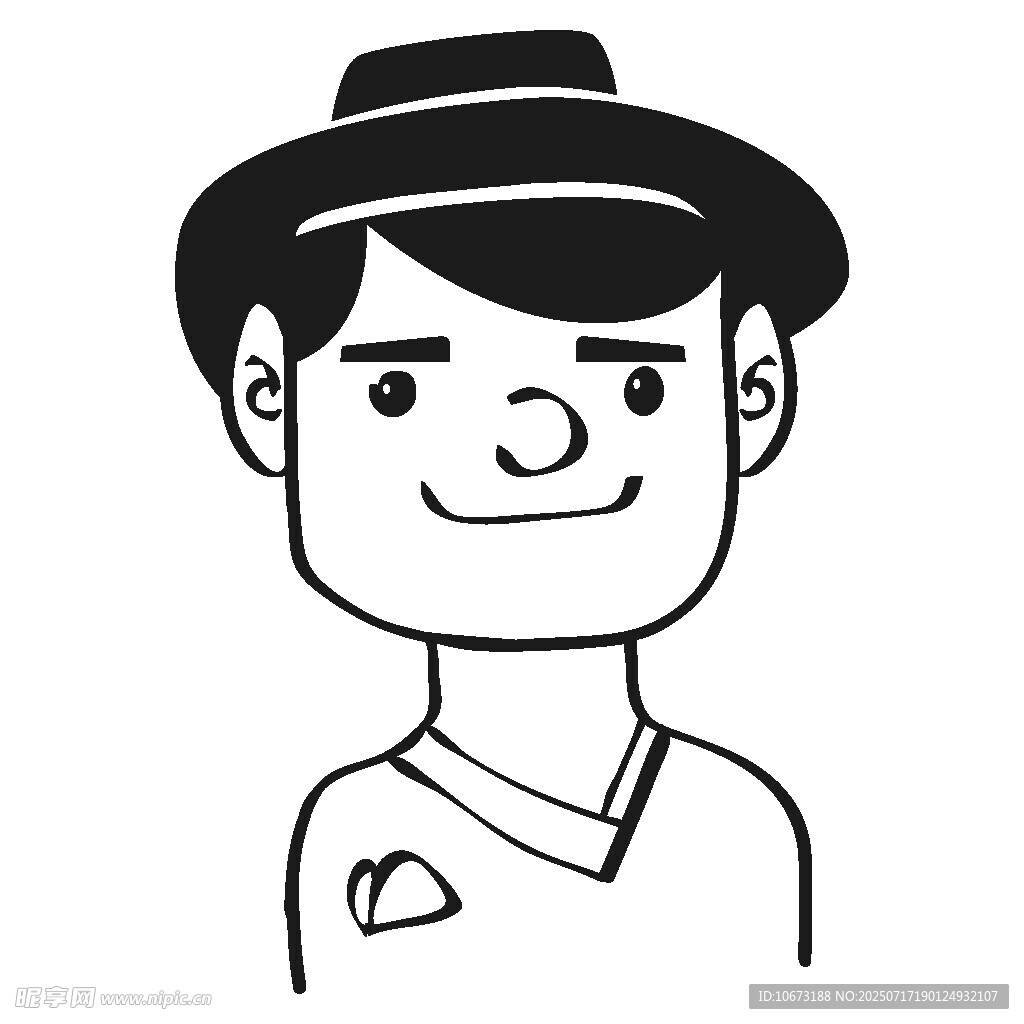 戴帽微笑的卡通男子形象