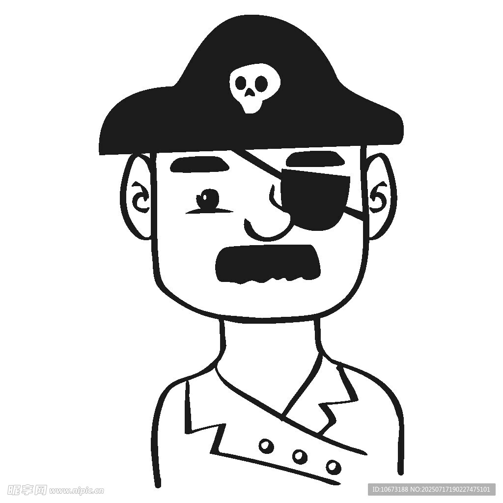 卡通独眼海盗船长形象