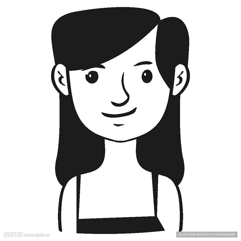 微笑长发女孩简笔画