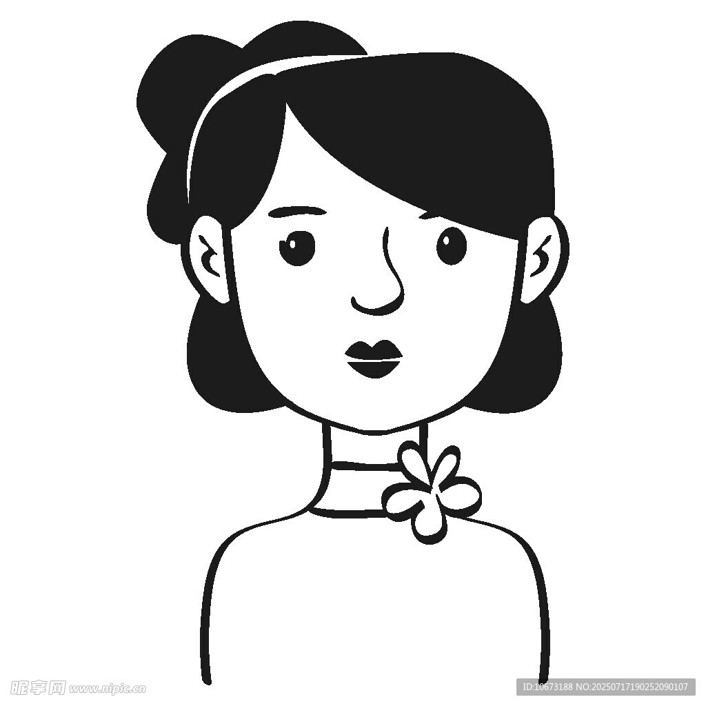 扎发女孩简约头像插画