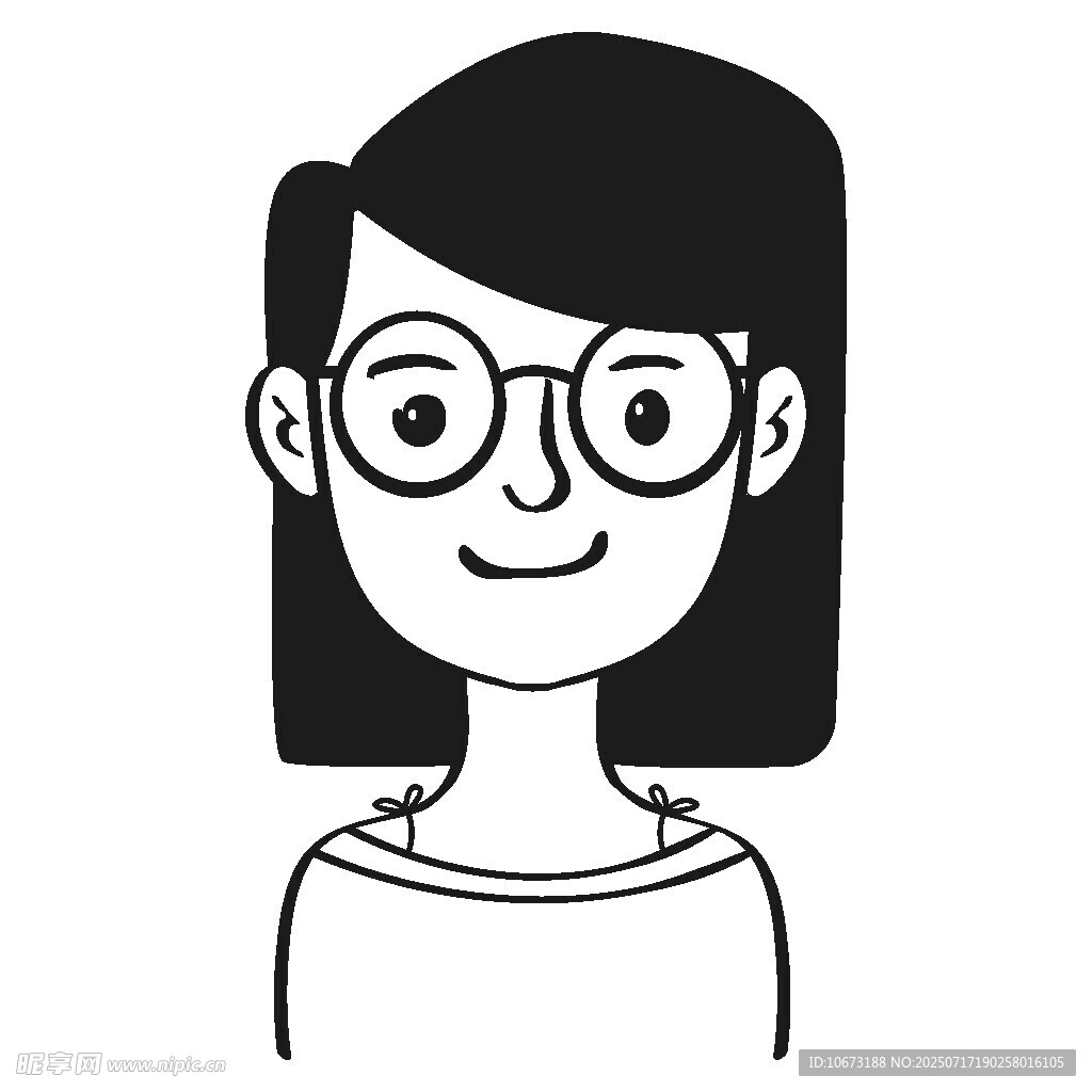 戴眼镜微笑的短发女性