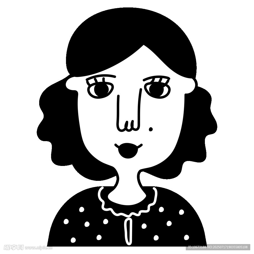 卡通风格短发女性形象