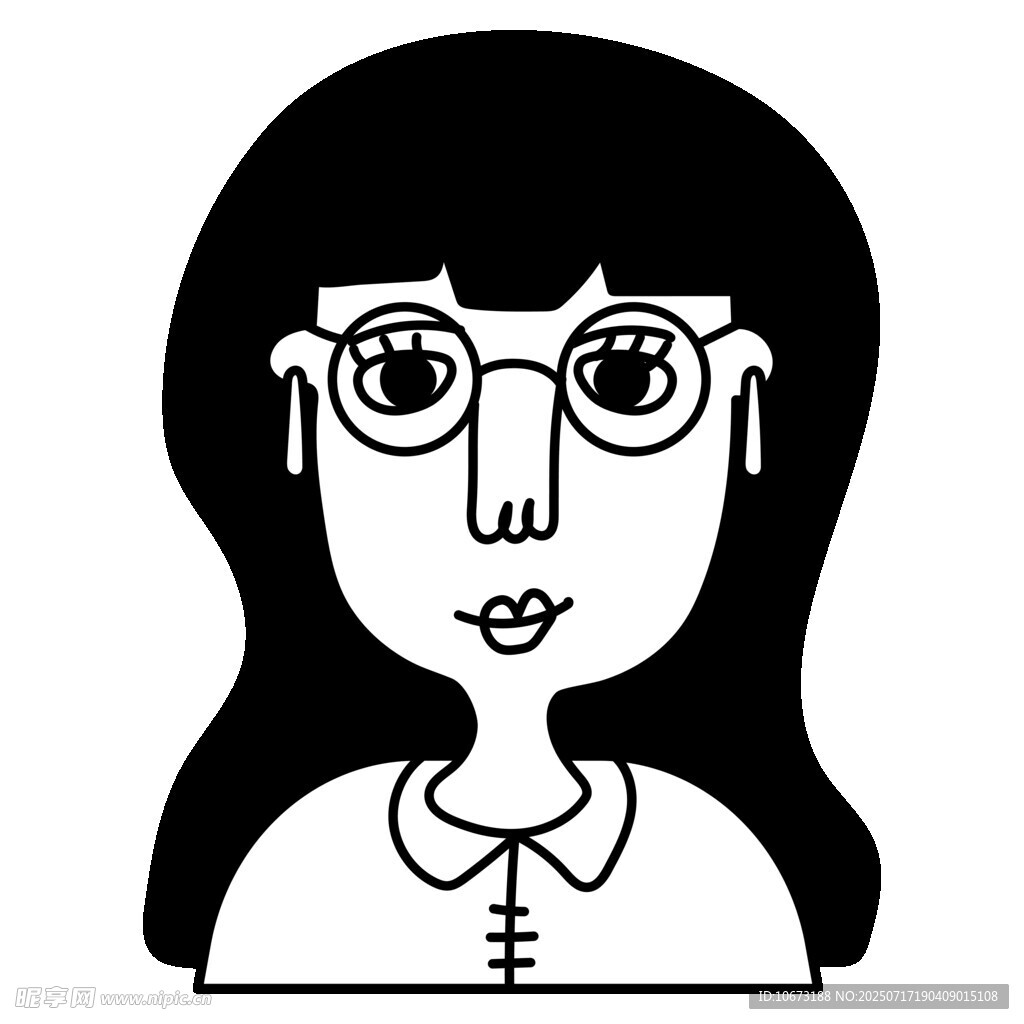 戴眼镜的长发女性头像