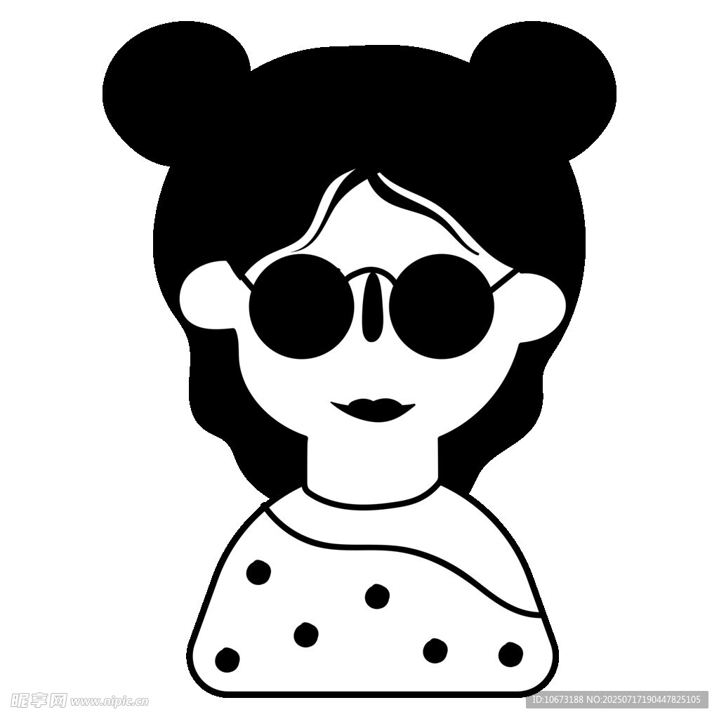 戴墨镜扎双丸子头的女孩