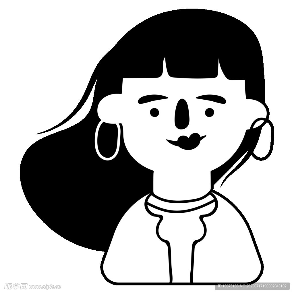 微笑女孩头像插画