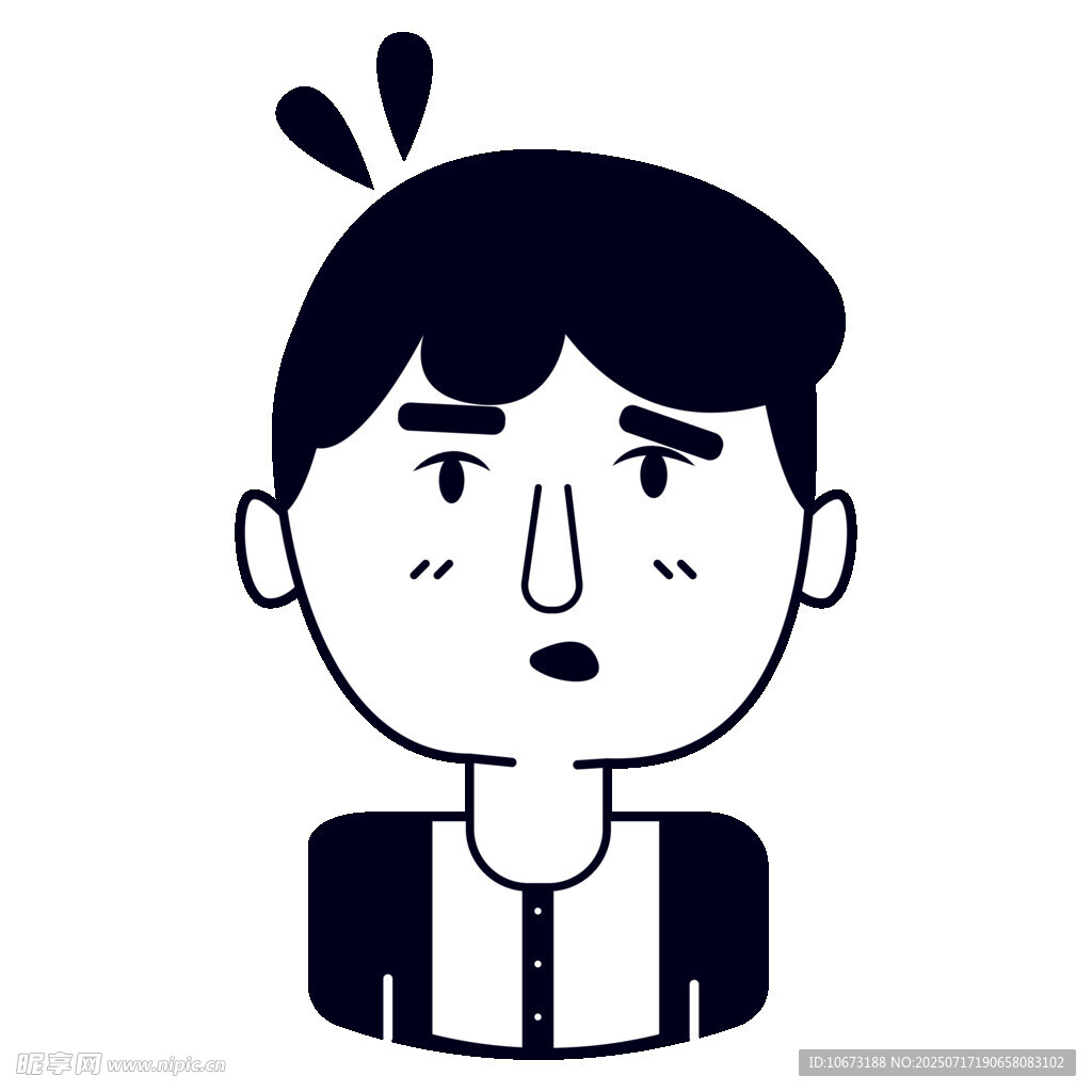 惊讶表情的卡通男性形象