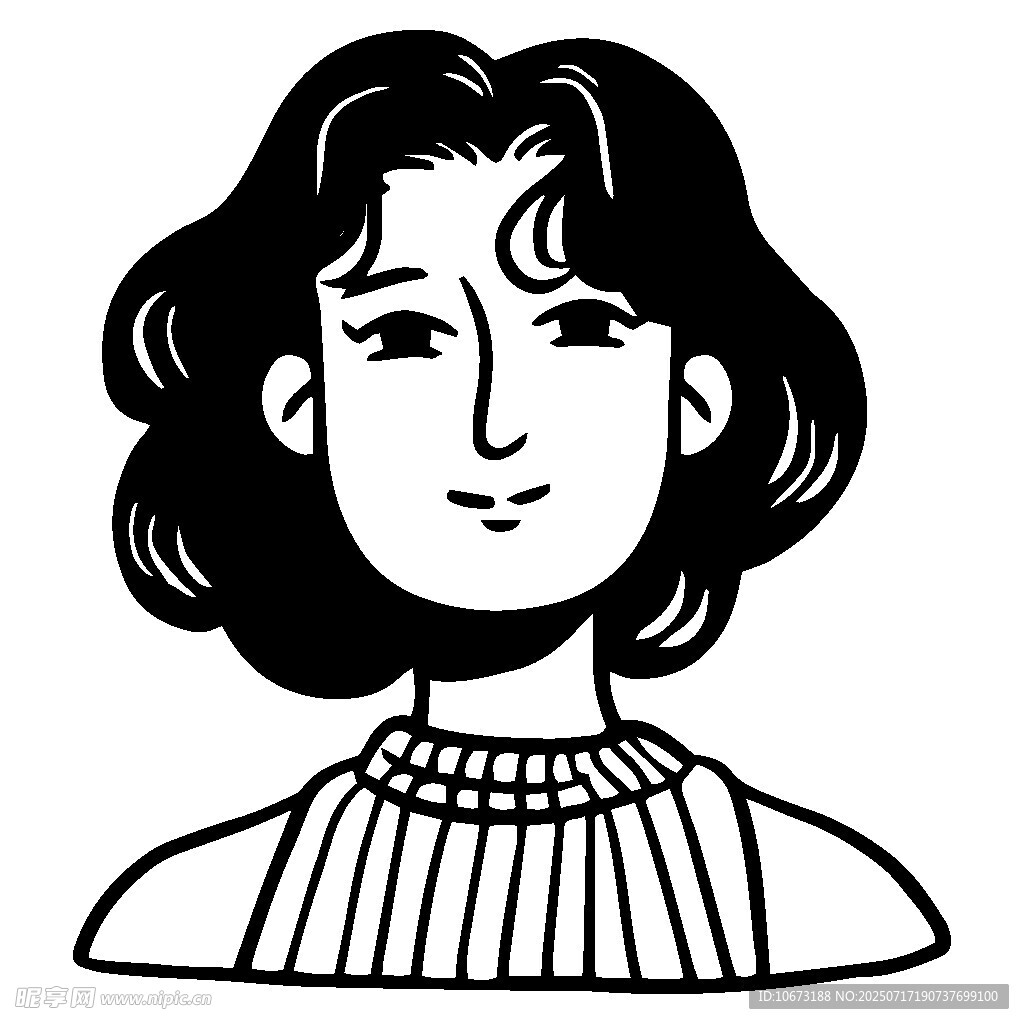 短发女士半身插画形象