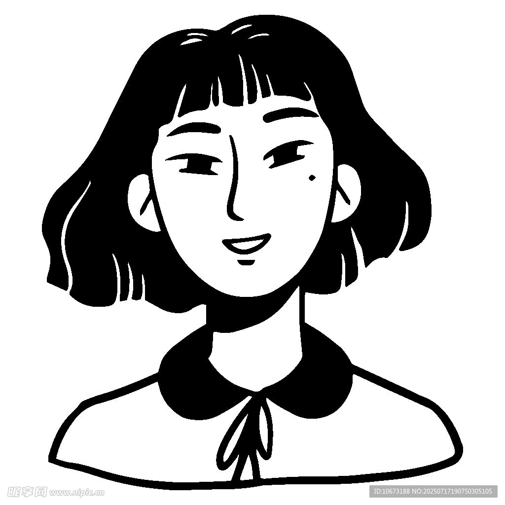 短发女孩微笑头像