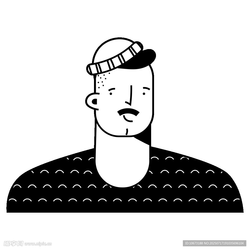 戴帽男子简约插画形象