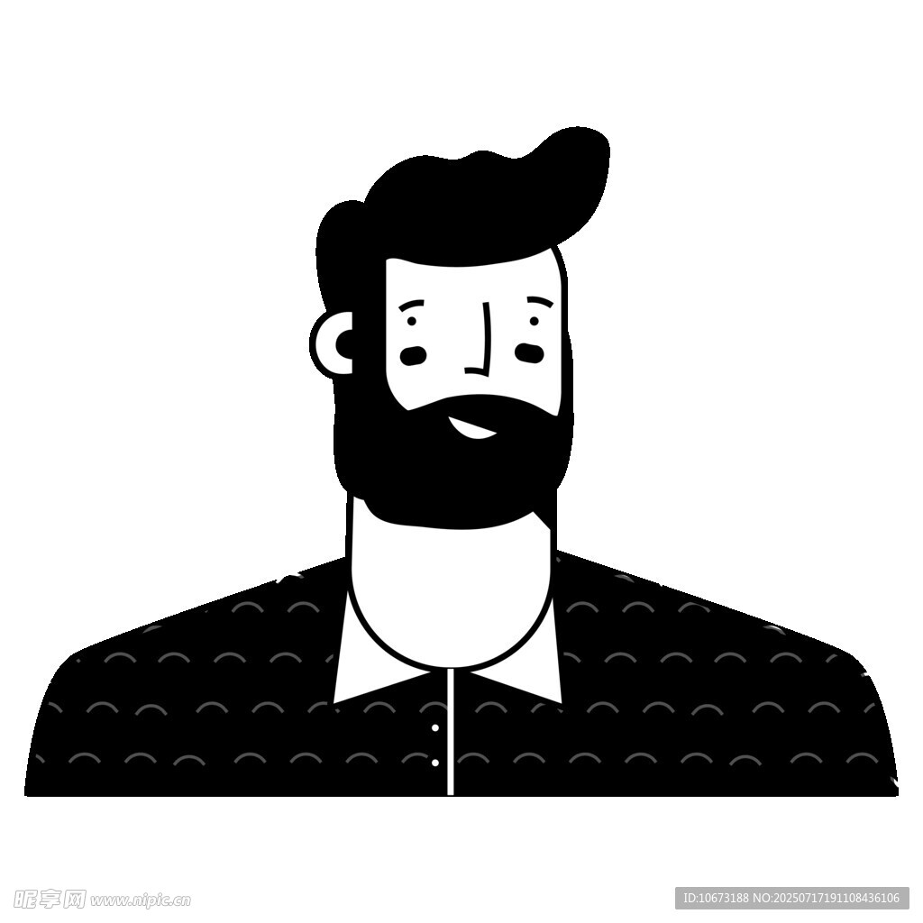 留胡须男士头像插画