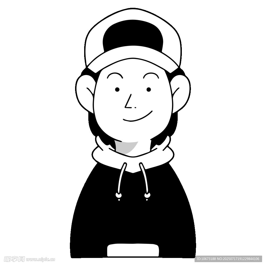 戴帽穿卫衣的卡通男子