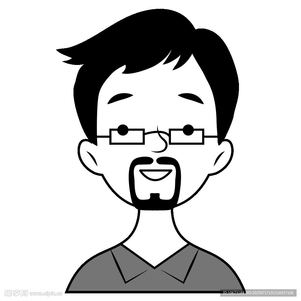 戴眼镜留胡茬的男士头像