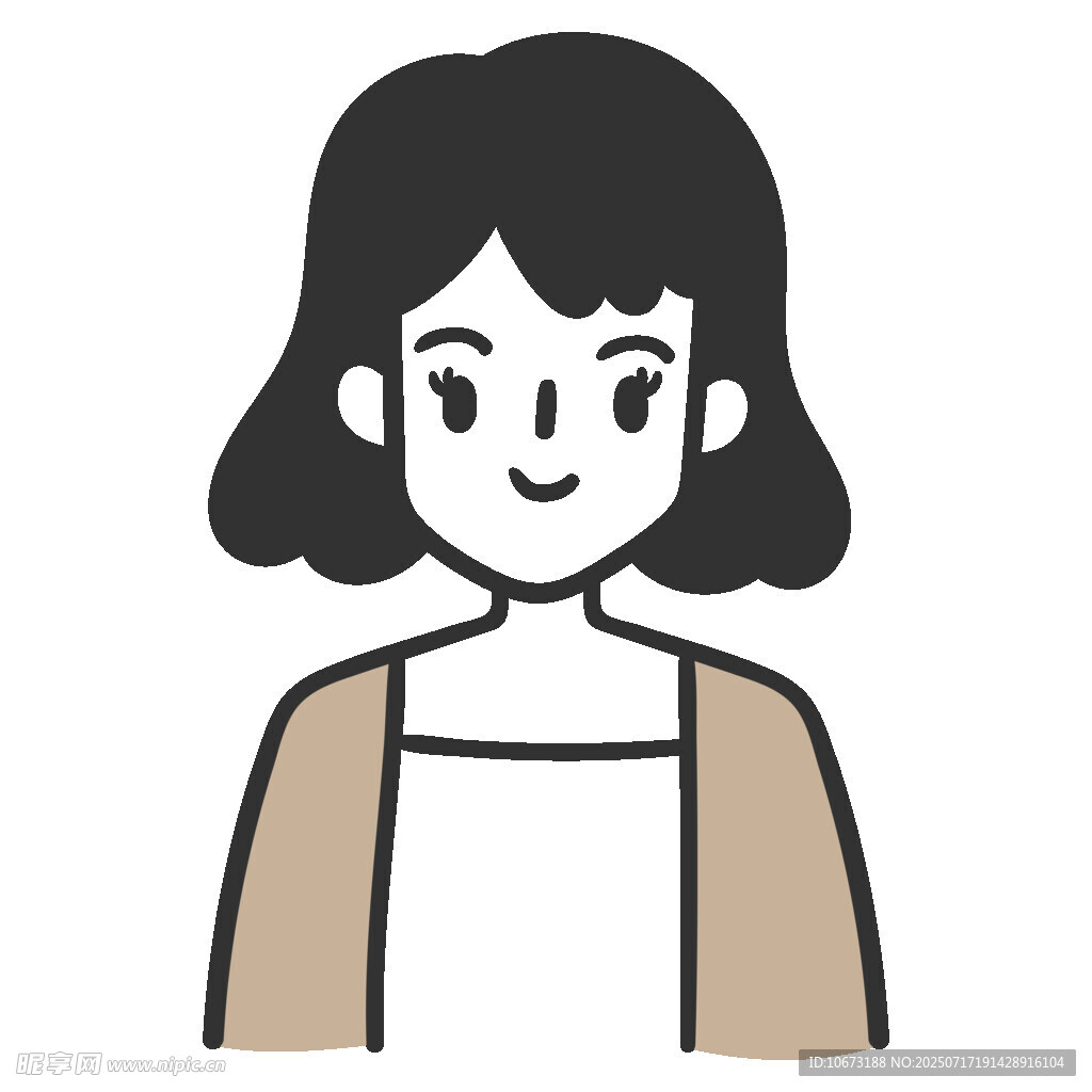 短发女士卡通形象