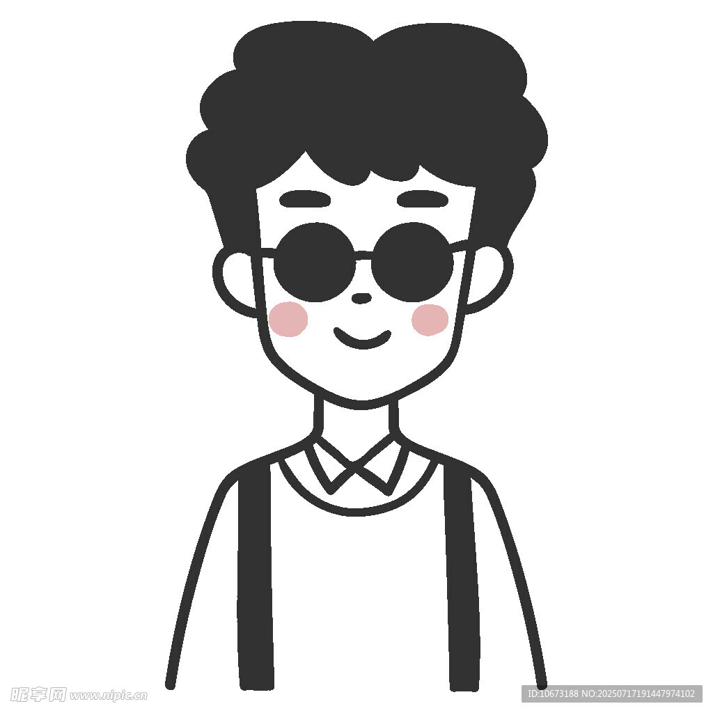 戴墨镜的可爱男生形象