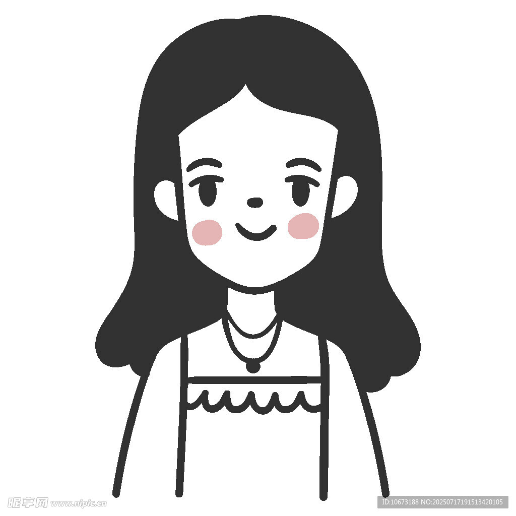 微笑长发女孩插画