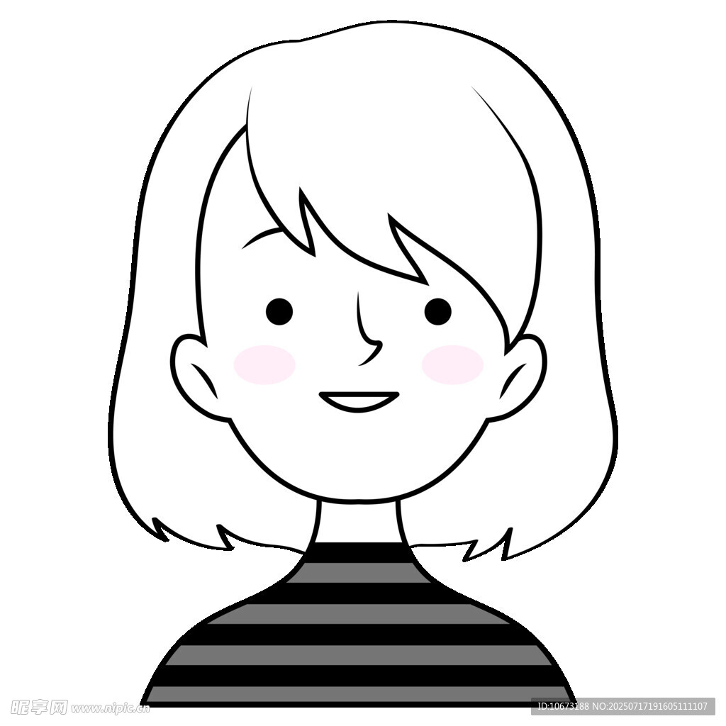短发条纹上衣女性头像