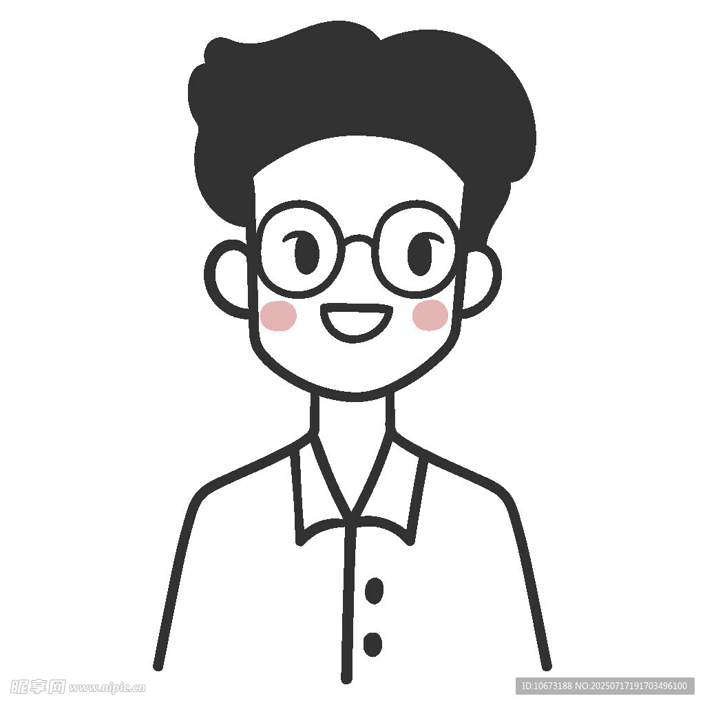戴眼镜微笑的卡通男士
