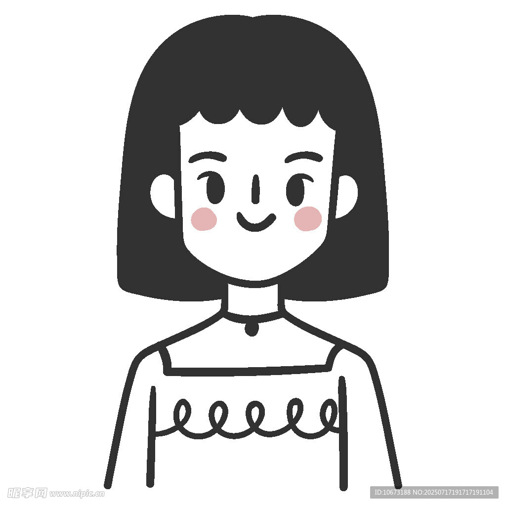 微笑女孩简约插画形象