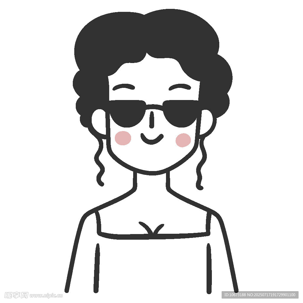 戴墨镜的可爱卷发女孩