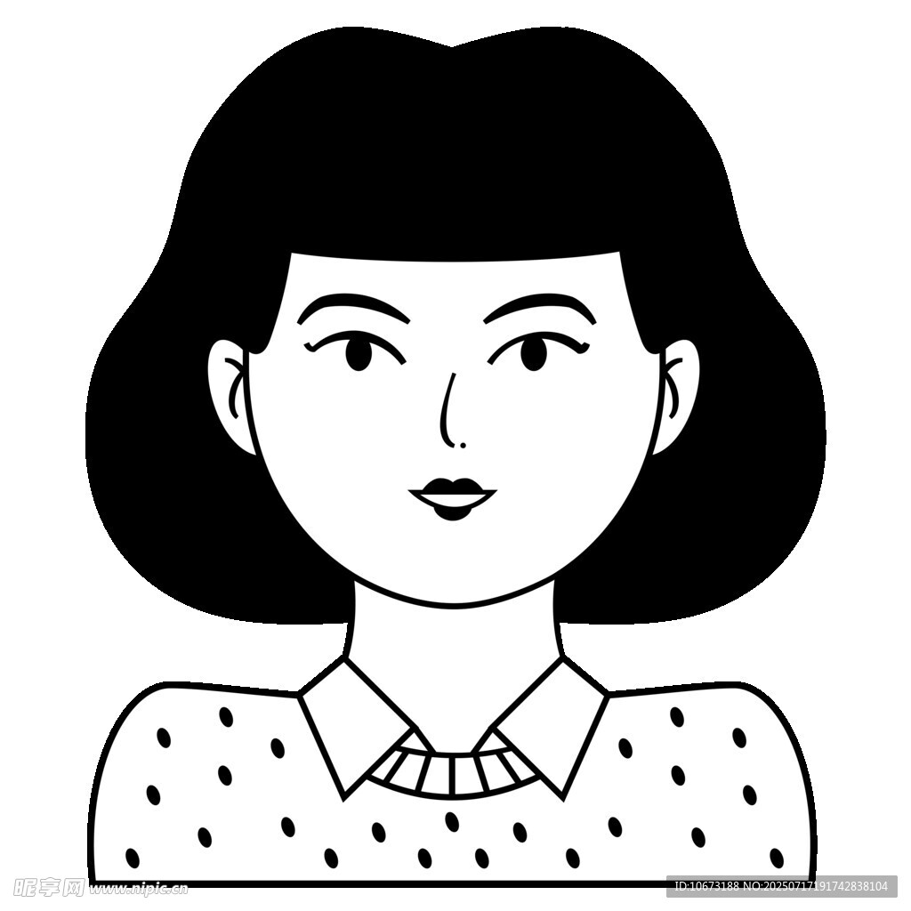 短发女士头像插画