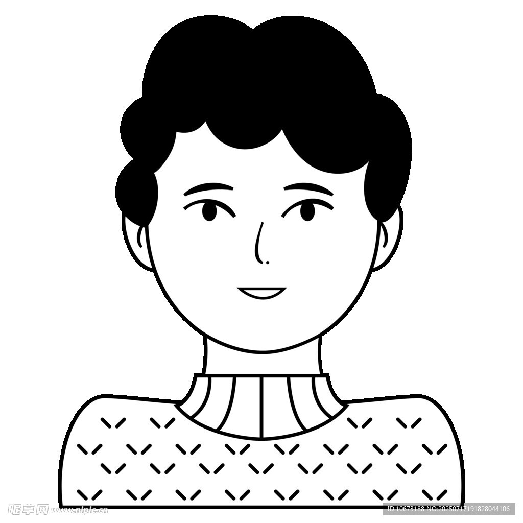 短发女士穿着花纹毛衣