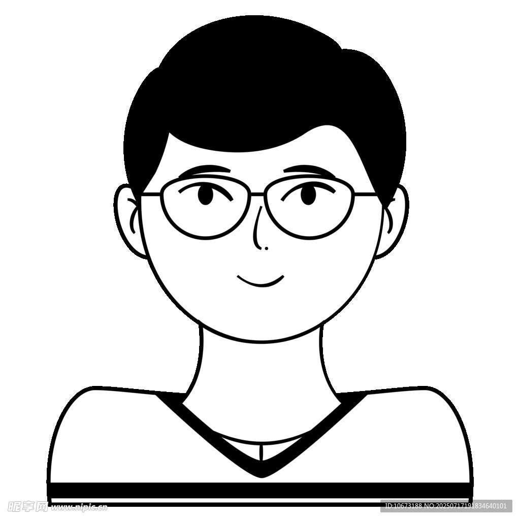 戴眼镜的短发男性形象
