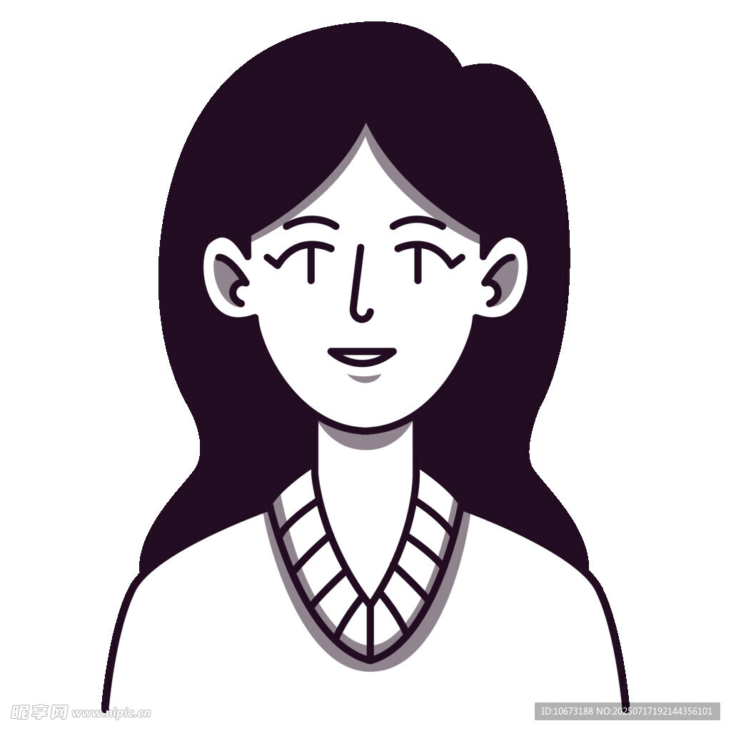 微笑女性头像插画