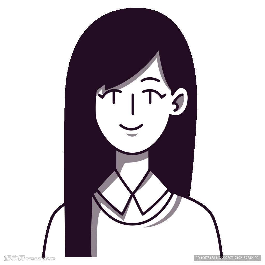 微笑长发女孩头像