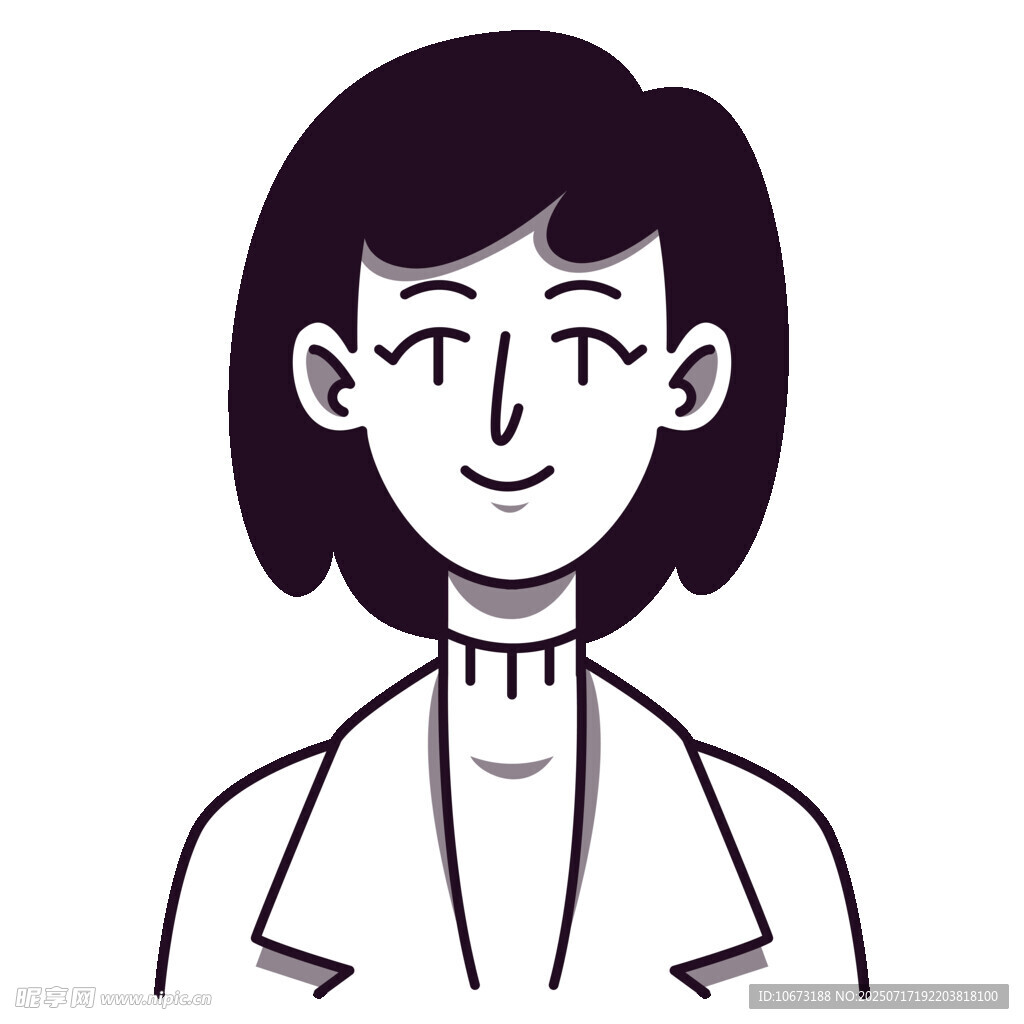 短发女士卡通形象