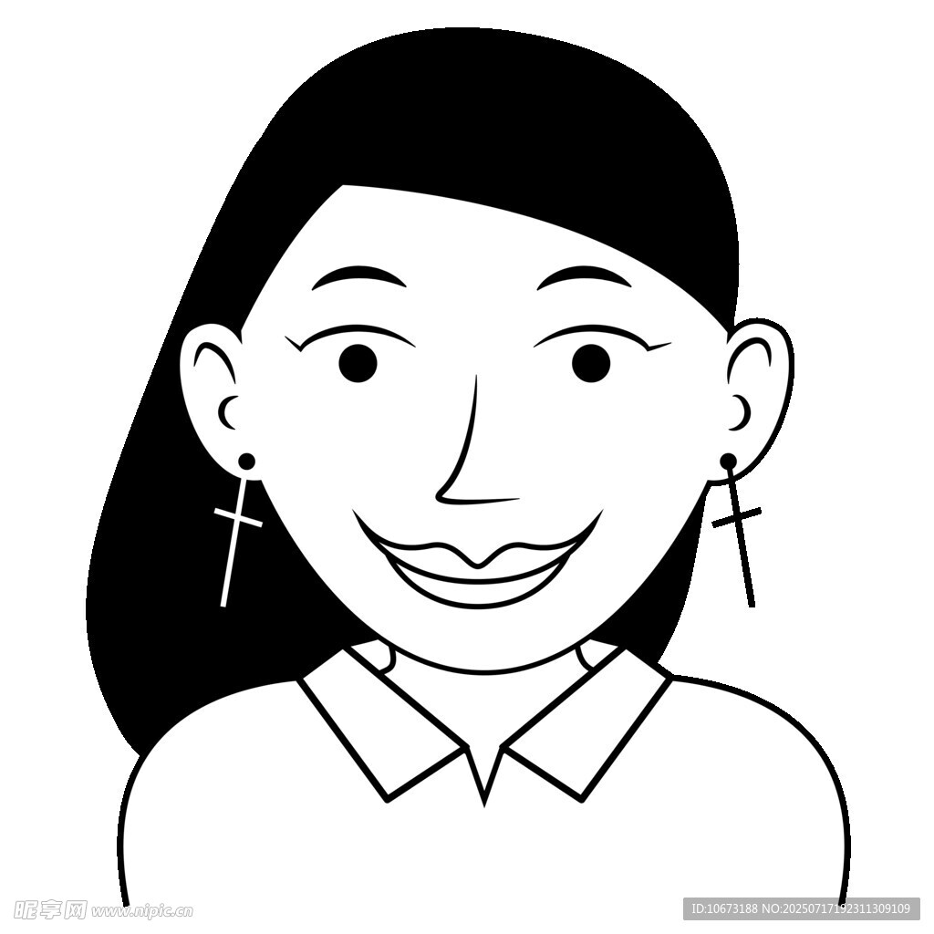微笑女士头像插画