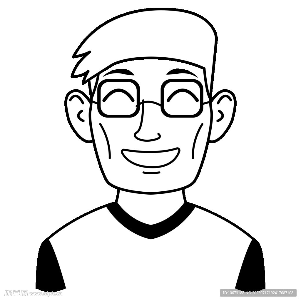 戴眼镜微笑的卡通男子