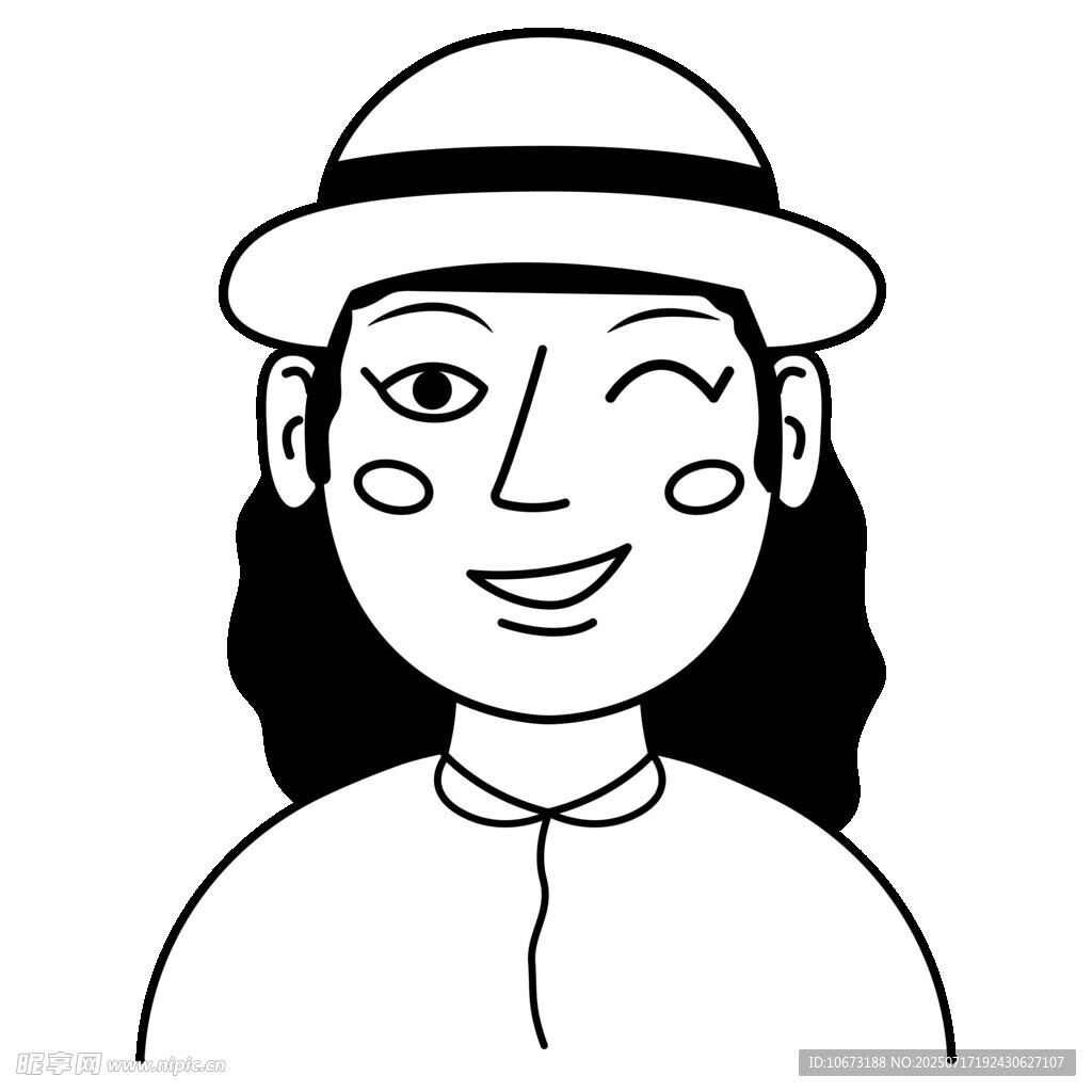 戴帽微笑的女性形象